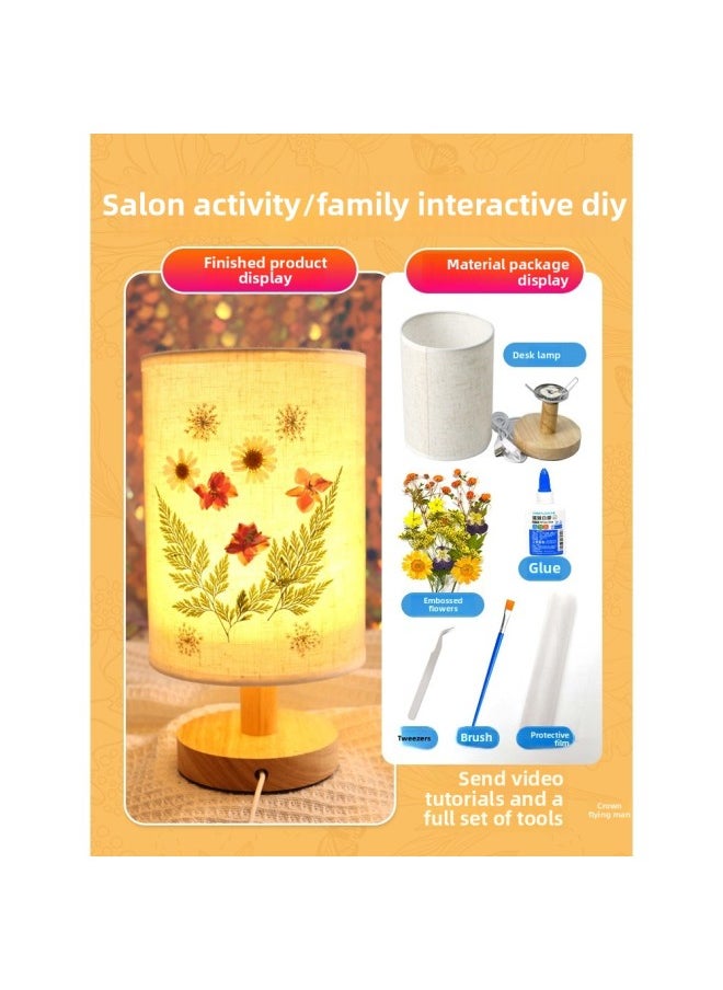 null - March 8th Women's Day Dried Flower Table Lamp Handmade DIY Material Bag Embossed Flower Eternal Flower Night Light Activity Gift-Color:Embossed Table Lamp [moonland Cloud Level] Material Pack - Image 1