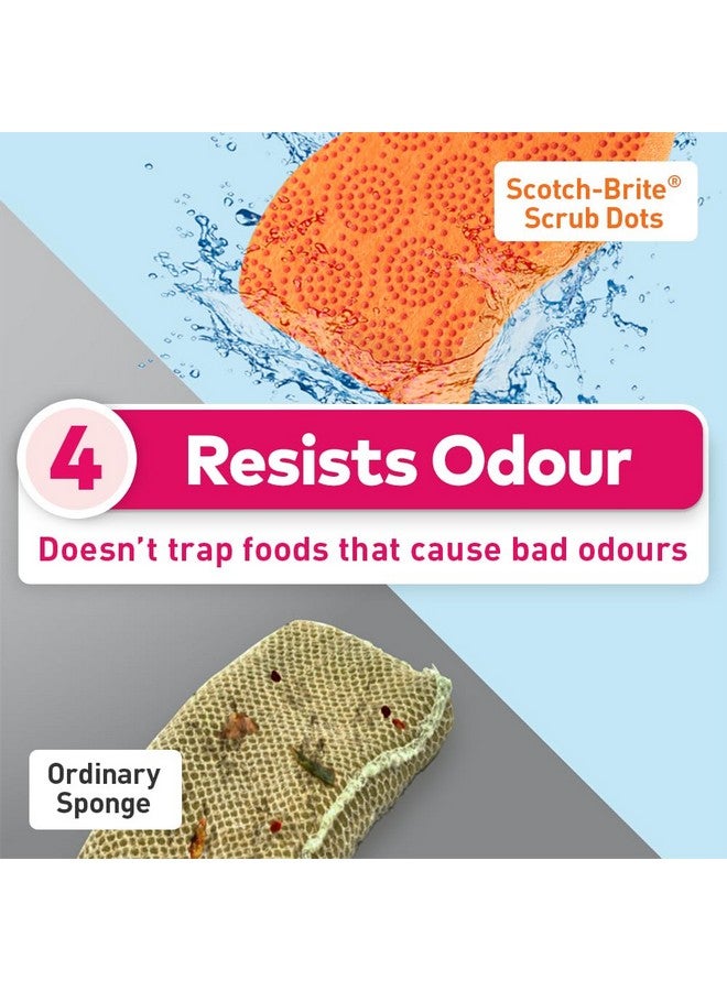 Scotch Brite Scotch-Brite Scrub Dots Non-Scratch Sponge, Suitable For Ceramics And Non-Stick Ware, Rinses Clean And Stays Odor Free (2 Pieces) - Image 5