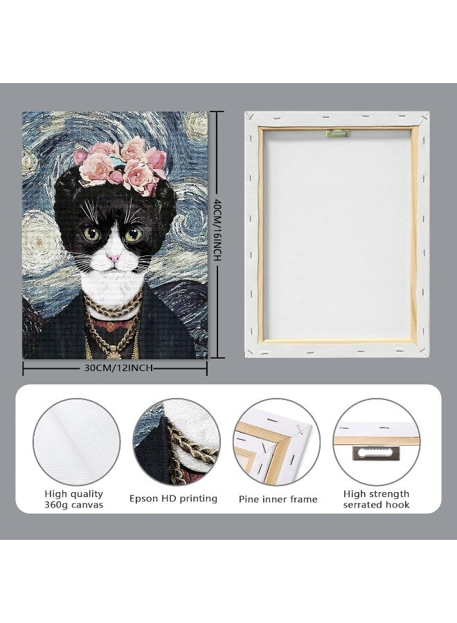 Pinetree Art Funny Bathroom Canvas Wall Art Cute Cat Canvas Print Artwork for Kitchen Dining Room Modern Vintage Abstract Portraits Wall Decor - Image 2