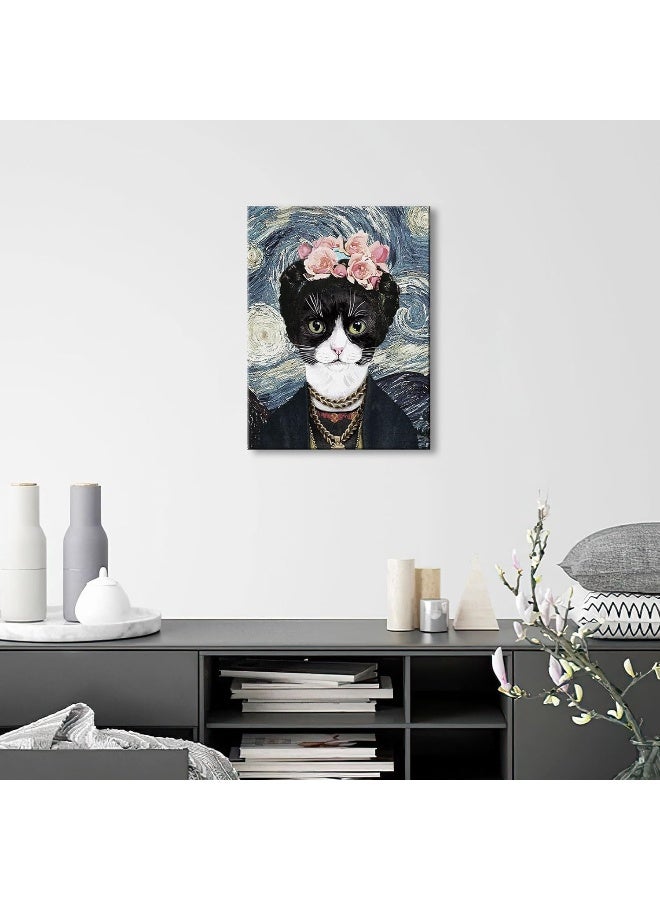Pinetree Art Funny Bathroom Canvas Wall Art Cute Cat Canvas Print Artwork for Kitchen Dining Room Modern Vintage Abstract Portraits Wall Decor - Image 5