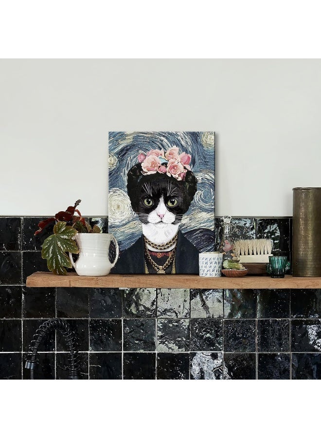 Pinetree Art Funny Bathroom Canvas Wall Art Cute Cat Canvas Print Artwork for Kitchen Dining Room Modern Vintage Abstract Portraits Wall Decor - Image 3