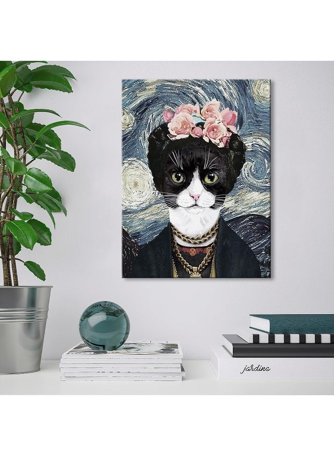 Pinetree Art Funny Bathroom Canvas Wall Art Cute Cat Canvas Print Artwork for Kitchen Dining Room Modern Vintage Abstract Portraits Wall Decor - Image 4