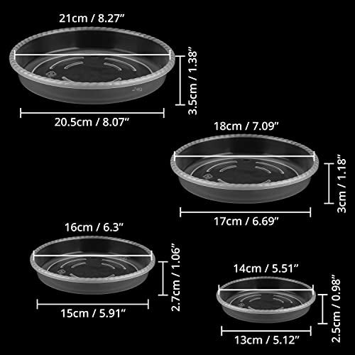 ABOUT SPACE Round Bottom Tray(Plate/Saucer) Pack of 16 Clear Plastic Bottom Tray for Flower Pots Plant Saucer Gamla for Indoor, Outdoor & Balcony (5.5" 6" 7" 8" - 4 Pcs Each) - Image 2