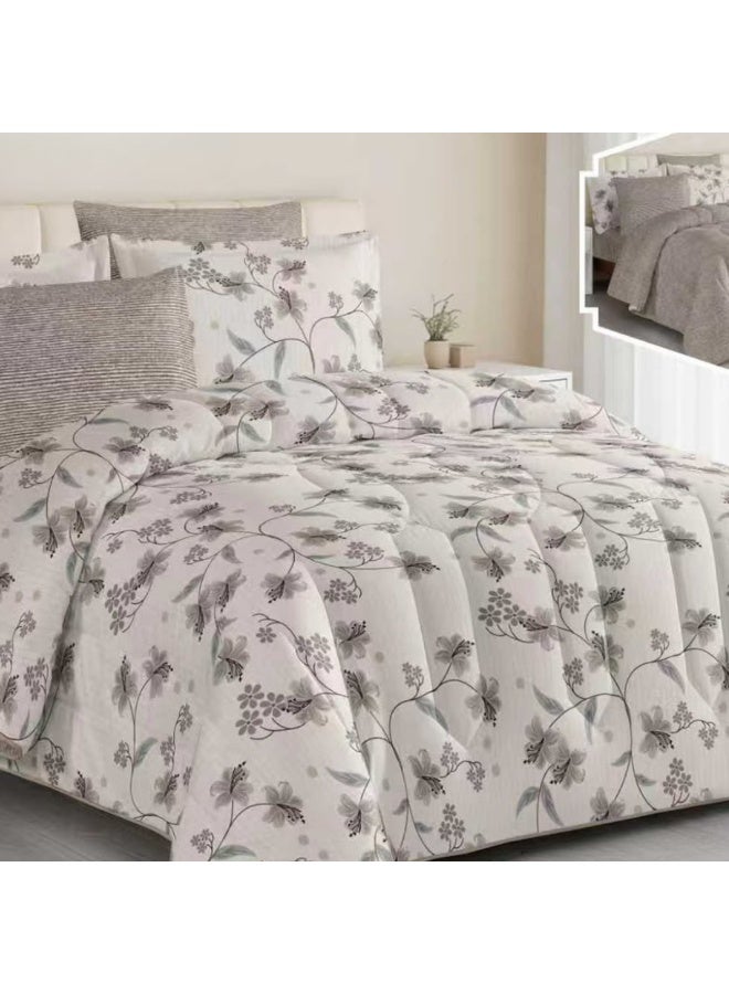SMART HOME Double Bed Set with Luxurious Filling, 6 Pieces – Includes a Quilted Comforter, Fitted Sheet, 2 Pillowcases, and 2 Square Cushion Covers – Soft and Comfortable Double Bed Set for Sleeping – Suitable for Bedrooms and Hotels – All-Season Sleeping Set – Quilt Size: 250x230 cm – Made of High-Quality Microfiber - Image 3