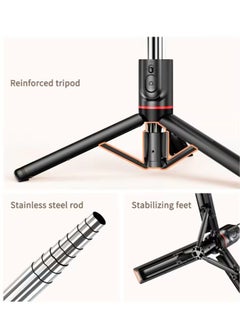 ARNOTEC 43.7 inches(110cm) Selfie Stick Tripod, Extendable Tripod with Rechargeable Bluetooth Remote,Removable fill light， Compatible with iPhone and Android Smartphones, Perfect for Travel, Vlog, Video and Photo, Black  - Image 2