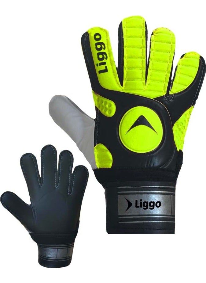 Liggo Neon Adult and Child Goalkeeper Gloves with Wrist Bandage 5-6-7-8-9-10 Size  - Image 1