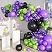 MEBAY Purple Green Black Balloon Garland Arch Kit 156 Matte Black Metallic Purple Lime Green Balloons for Wedding Anniversary Hero Birthday Video Game Graduation Racing Car Party Decoration - Image 2