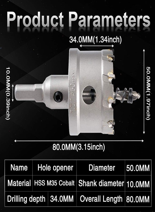 UPTODATETOOLS 50mm TCT Hole Saw Tungsten Carbide Tipped Teeth Hole Cutter, TCT Drill Bit Hole Saw Set for Stainless Steel, Sheet, Metal - Image 3