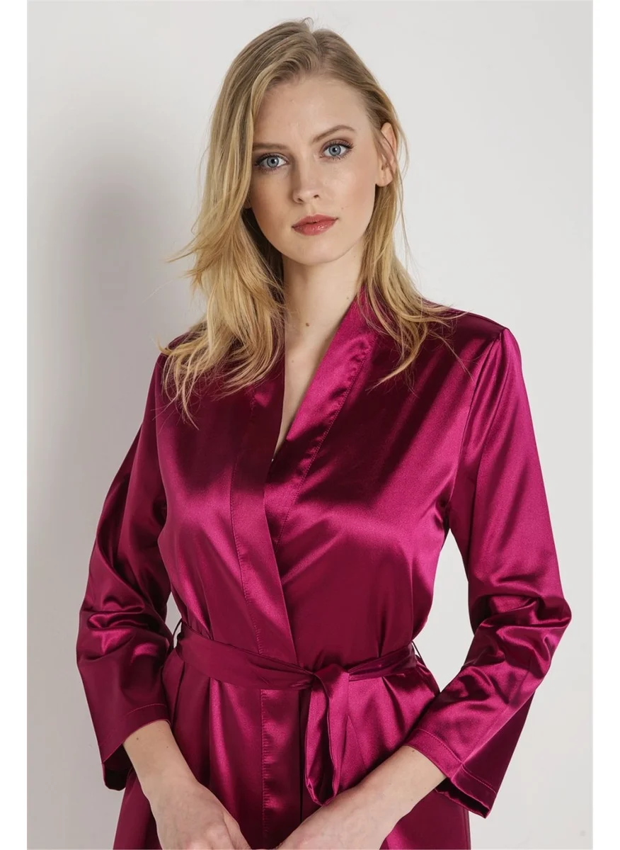 Magic Form 30427 Women's Cherry Plain Satin Fabric Bride Dressing Gown