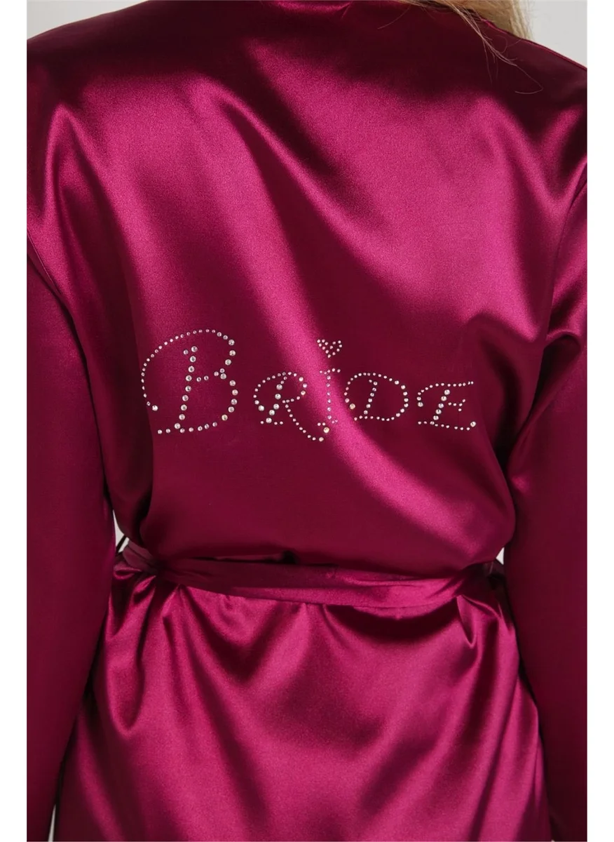 Magic Form 30427 Women's Cherry Plain Satin Fabric Bride Dressing Gown