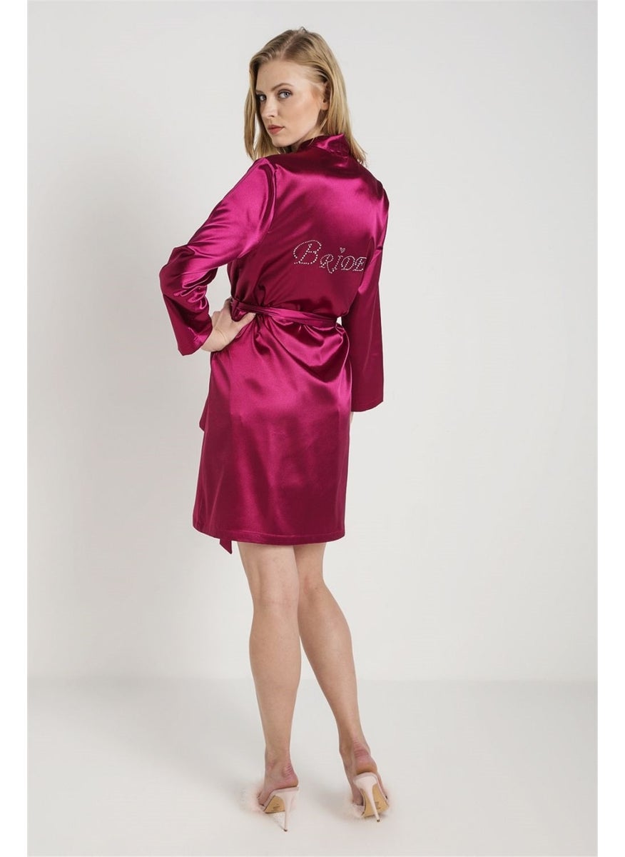 Magic Form 30427 Women's Cherry Plain Satin Fabric Bride Dressing Gown  - Image 2
