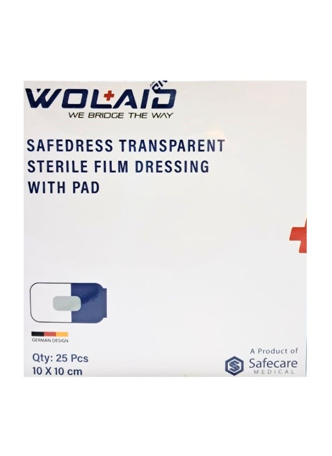 WOLAID Wolaid Trnsp Steril Wound Dressing Pad 10X10Cm 25S 