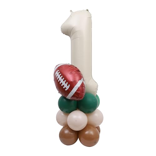 YOUAME First Year Down DIY Kit American Football Balloon Tower Decorations Sports Theme 1st Birthday Centerpiece with Touchdown Number Balloons - Image 1