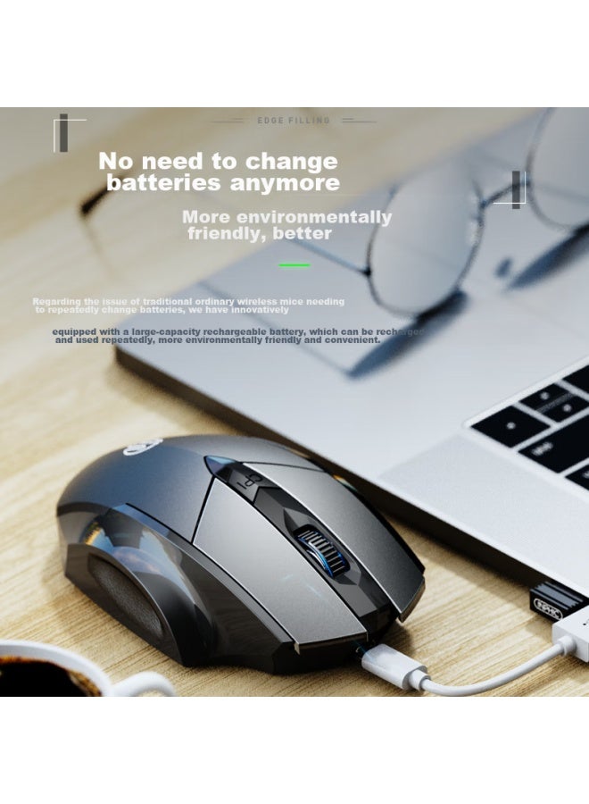 Inphic F1s Wireless Rechargeable Ergonomic Mouse, Portable, Quiet, Compatible With Laptops And Desktops, For Office And Gaming, 2.4g Pm6 Iron Gray - Image 2