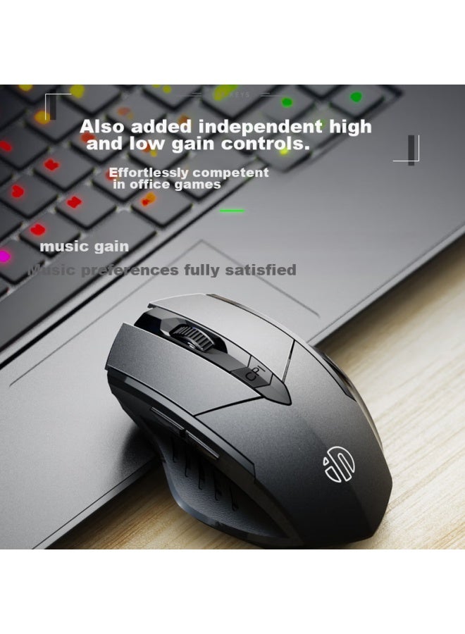 Inphic F1s Wireless Rechargeable Ergonomic Mouse, Portable, Quiet, Compatible With Laptops And Desktops, For Office And Gaming, 2.4g Pm6 Iron Gray - Image 3