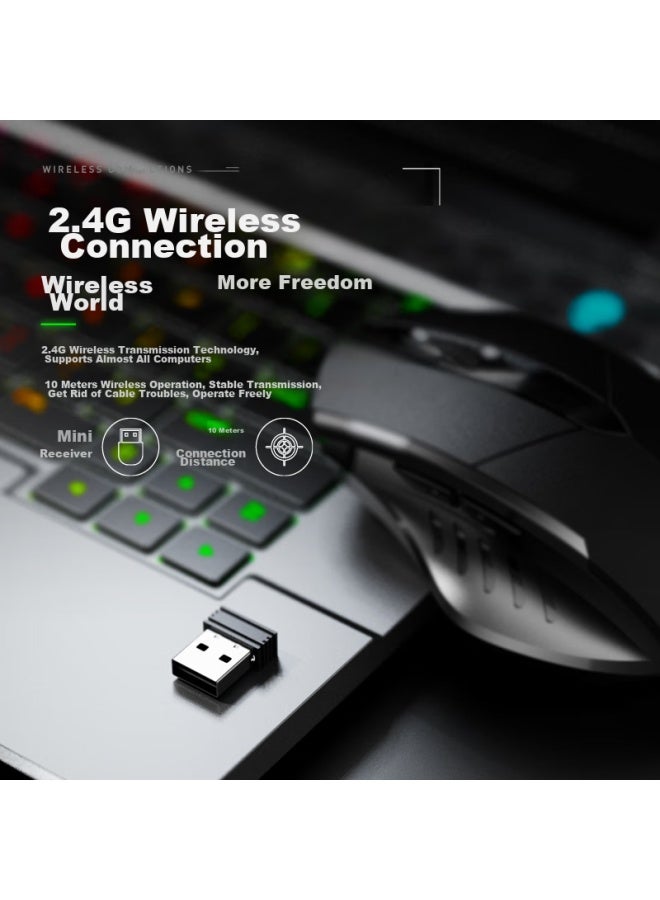Inphic F1s Wireless Rechargeable Ergonomic Mouse, Portable, Quiet, Compatible With Laptops And Desktops, For Office And Gaming, 2.4g Pm6 Iron Gray - Image 4