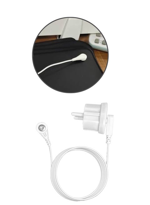 Grounding pad with conversion plug and wire, anti-static wire, British standard conversion plug white