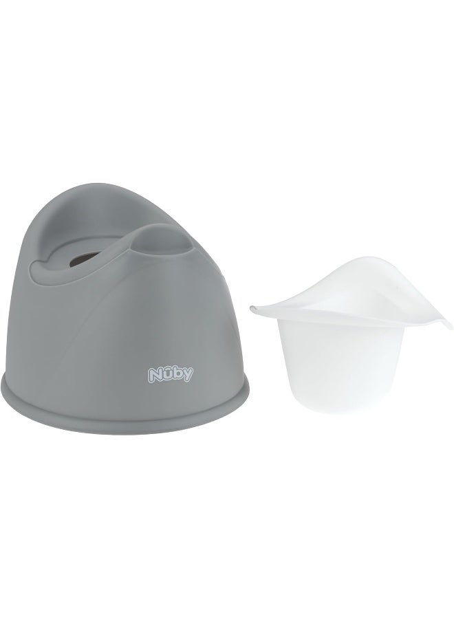 Nuby مقعد تدريب على المرحاض للمبتدئين من نوبى - وعاء قابل للإزالة وحاجز رذاذ مدمج - 9+ أشهر - رمادي - Image 2