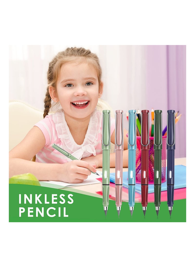 Generic - 6 Sets of Inkless Magic Pencils - Unlimited Writing, Everlasting & Eco-Friendly with Erasers, Includes 6 Extra Erasers & 6 Replaceable Nibs for Writing and Drawing. - Image 1