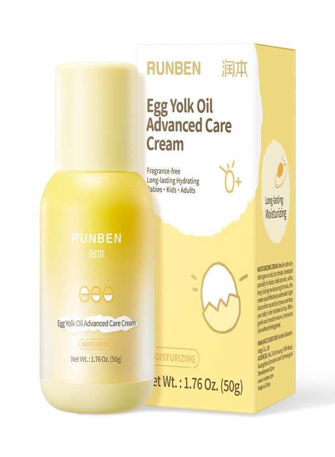 RUNBEN Nourishing Baby Face Cream with Egg Yolk Oil, 48H Deep Moisturizing, Advanced Repair Barrier Cream, Relieves Kids Dry & Sensitive Skin, Non-Toxic & Fragrance-Free, 1.76 oz - Image 1