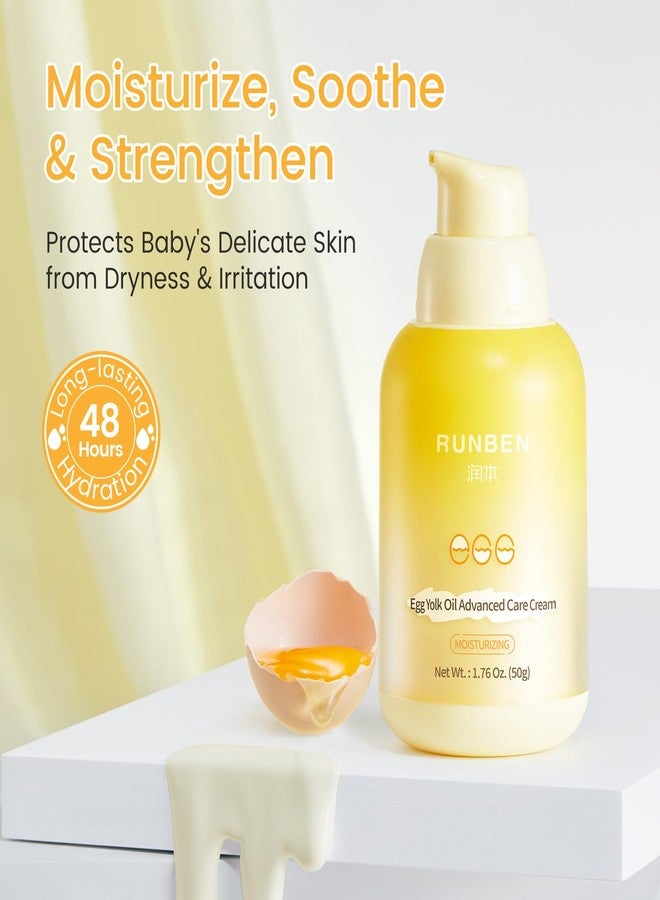 RUNBEN Nourishing Baby Face Cream with Egg Yolk Oil, 48H Deep Moisturizing, Advanced Repair Barrier Cream, Relieves Kids Dry & Sensitive Skin, Non-Toxic & Fragrance-Free, 1.76 oz - Image 2
