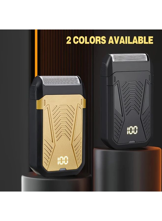 ذهبي 2 في 1 ماكينة حلاقة كهربائية للرجال شحن سريع عبر USB محمولة مزدوجة لتشذيب اللحية والشعر - Image 1