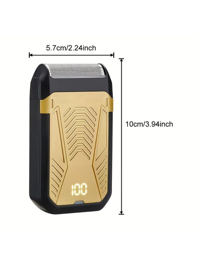 ذهبي 2 في 1 ماكينة حلاقة كهربائية للرجال شحن سريع عبر USB محمولة مزدوجة لتشذيب اللحية والشعر - Image 2