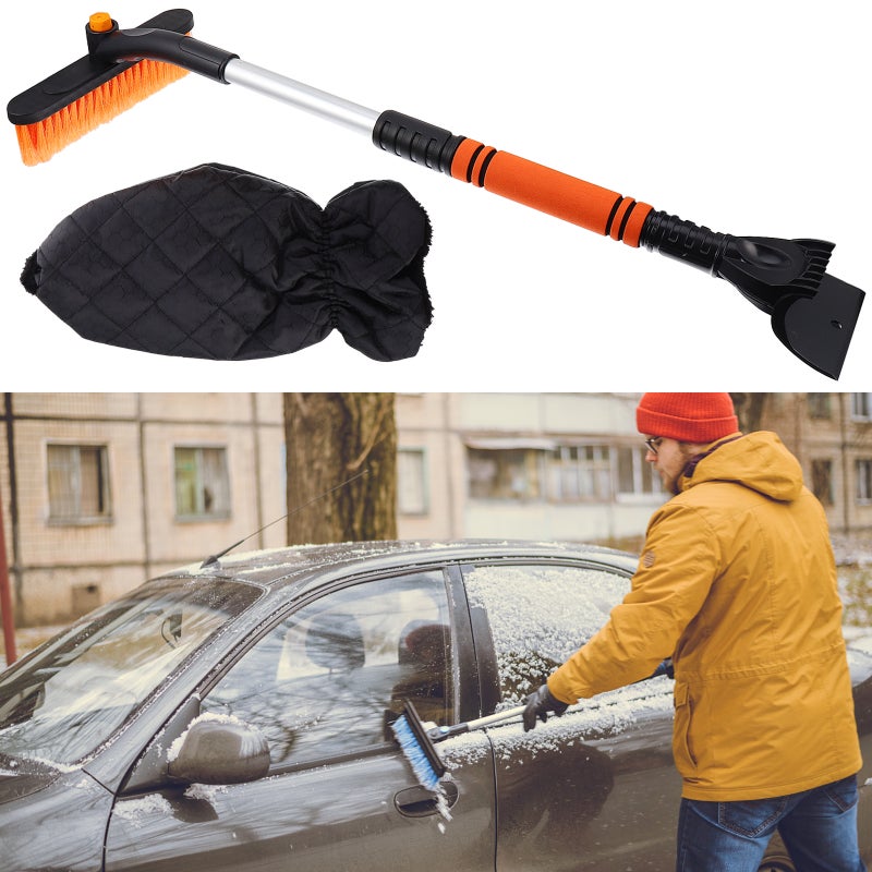 Multi-purpose Adjustable Car Snow Removal Shovel 2-in-1 Ice Remover Brush - Image 1