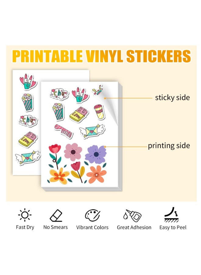 ESHANG Premium Printable Vinyl Sticker Paper for Inkjet Printer - A4 20 Sheets High Glossy White Waterproof, Dries Quickly Vivid Colors, Holds Ink well- Tear Resistant - Image 4