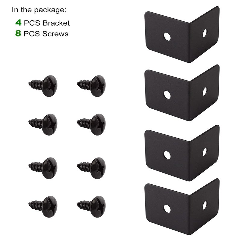 Keenkee 4 Set 2 X 2 X 1.5 Inch Metal Corner Protectors For Furniture Decorative Corner Brackets Black For Wood Boxes Farmhouse Barn Door Wood Frame Trunk Table Desk - Image 2