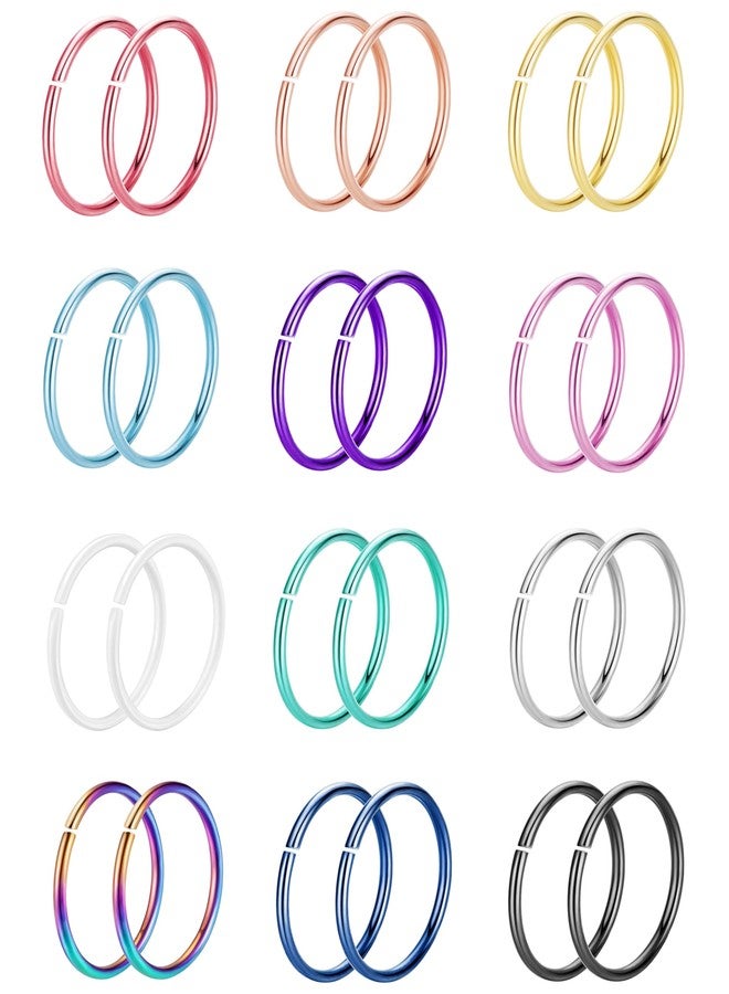 NICEIGHT Stainless Steel Nose Rings Hoops for Women Men - Cartilage Helix & Lip Rings - 8MM - Image 1