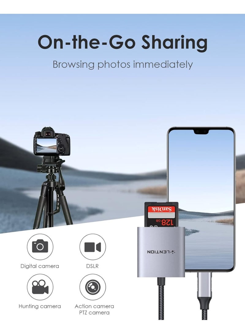لينشن قارئ بطاقات USB C إلى SD/Micro SD، محول بطاقات SD 3.0 من النوع C - Image 4