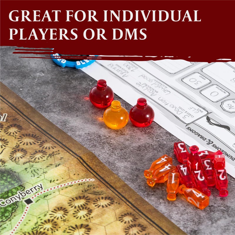 lynx 15 DND Healing Potion Tokens and Each Potion Level Has a Color Matching D4 Dice Set to Easily Track & Roll for Your D&D Potions - Dungeons and Dragons Role Playing Gift RPG Accessories Markers - Image 5