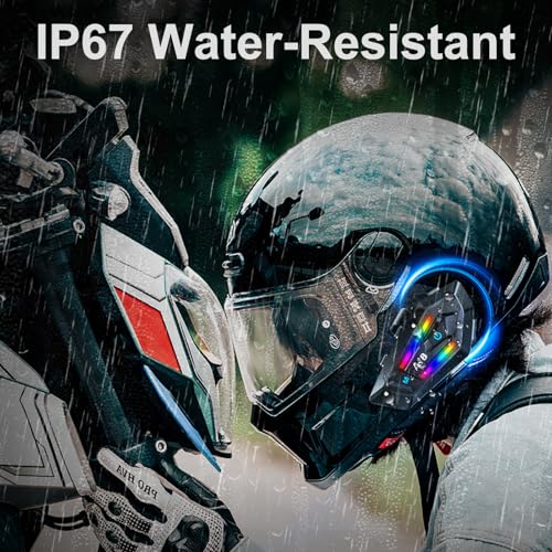 Khptop Motorcycle Helmet Bluetooth on Ear Headset Helmet Earphone Accessories Helmet Bluetooth Headset Double Noise CancellationUltra Thin Earphones Bike/Skiing/Riding IP67 Waterproof 1000mAh Colorful lights - Image 5