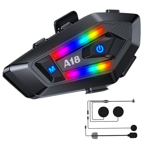 Khptop Motorcycle Helmet Bluetooth on Ear Headset Helmet Earphone Accessories Helmet Bluetooth Headset Double Noise CancellationUltra Thin Earphones Bike/Skiing/Riding IP67 Waterproof 1000mAh Colorful lights - Image 1