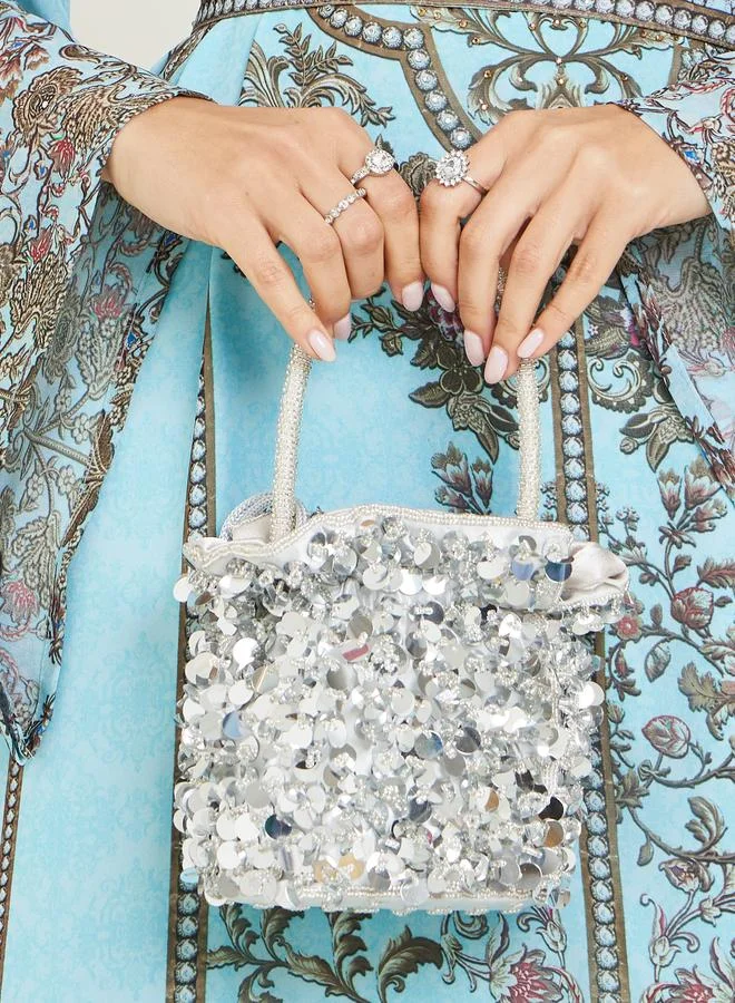 Styli Silver Sequin Bucket Bag