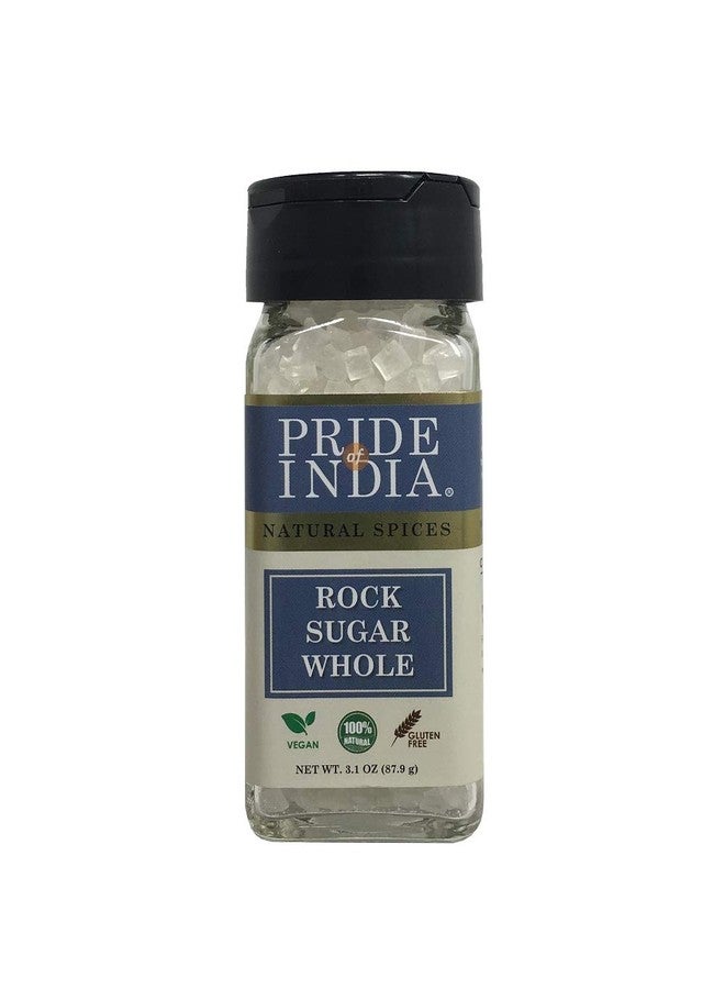 Pride Of India - PACK of 6 - Natural Crystal Rock Sugar Whole- 3.1 oz (88 gm) Dual Sifter Jar, Authentic Indian Sugar Crystals, Used to Sweeten Milk - Image 1
