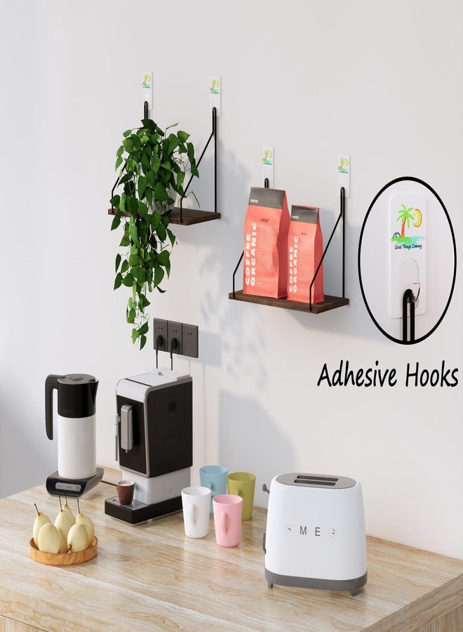 SoaShower Cubicle Shelf with Hooks - 11.8" Office Cubicle Accessories for Work, Floating Wall Shelf for Cubicle Decor, Hanging Organizer for Cubicle Wall Storage & Office Decorations&Brown - Image 5