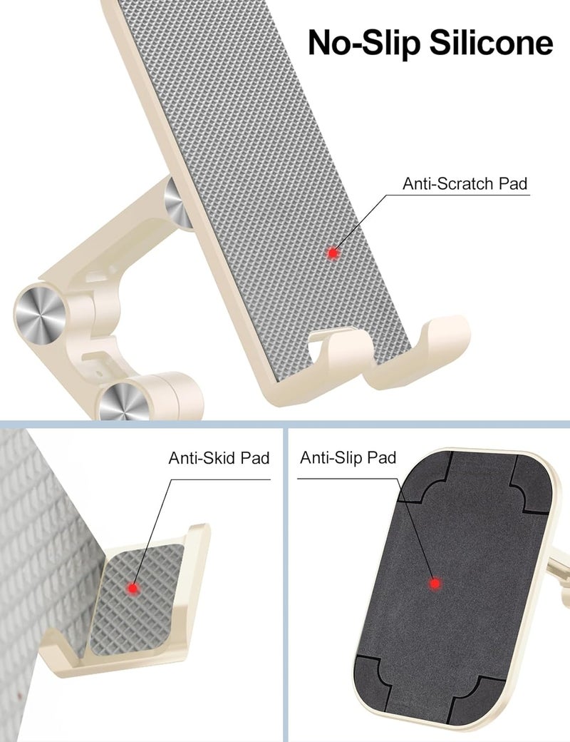 Ocyclone Phone Stand, Adjustable Height and Angle Foldable Cell Phone Stand Holder for Desk, Taller iPhone Stand Compatible with 4.7"-13" Smartphones iPad Tablet, Beige - Image 3