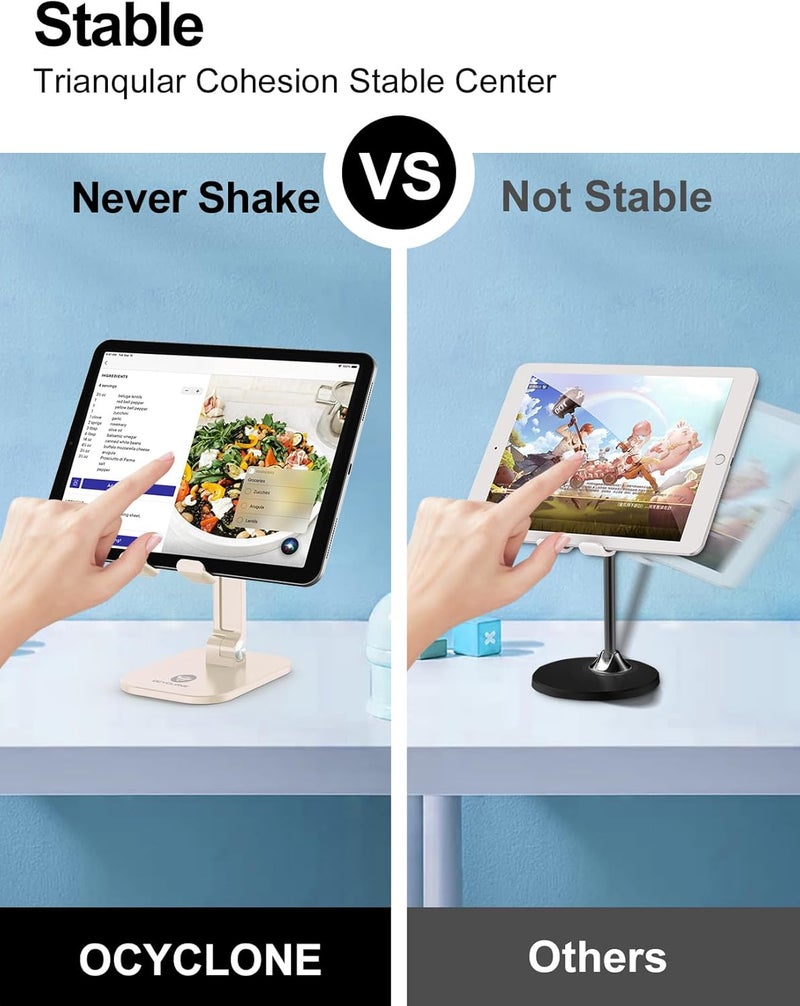 Ocyclone Phone Stand, Adjustable Height and Angle Foldable Cell Phone Stand Holder for Desk, Taller iPhone Stand Compatible with 4.7"-13" Smartphones iPad Tablet, Beige - Image 5