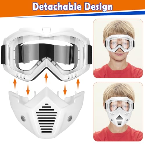 POKONBOY 2 Pack Detachable Masks, Tactical Mask with Goggles Compatible with Nerf Rival, Apollo, Zeus, Khaos, Atlas, & Artemis Blasters Rival Mask (Black & White) - Image 5