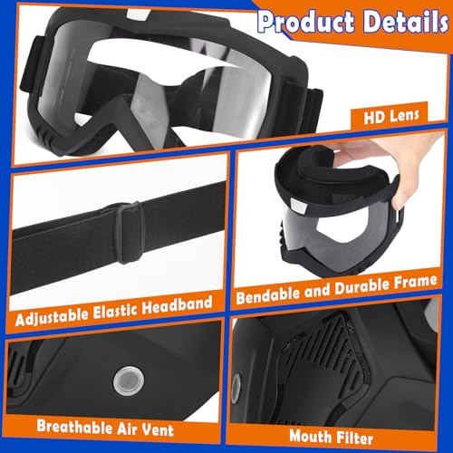 POKONBOY 2 Pack Detachable Masks, Tactical Mask with Goggles Compatible with Nerf Rival, Apollo, Zeus, Khaos, Atlas, & Artemis Blasters Rival Mask (Black & White) - Image 3