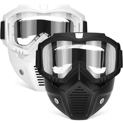 POKONBOY 2 Pack Detachable Masks, Tactical Mask with Goggles Compatible with Nerf Rival, Apollo, Zeus, Khaos, Atlas, & Artemis Blasters Rival Mask (Black & White) - Image 1