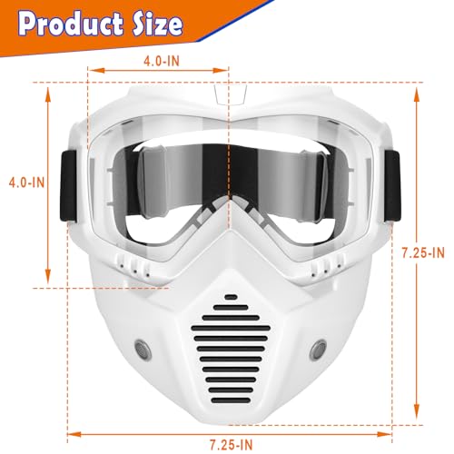 POKONBOY 2 Pack Detachable Masks, Tactical Mask with Goggles Compatible with Nerf Rival, Apollo, Zeus, Khaos, Atlas, & Artemis Blasters Rival Mask (Black & White) - Image 2