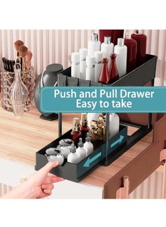 Hanayo 1 Pack Under Sink Organizers and Storage Pull Out Sliding Drawer, 2 Tier Multi-purpose Kitchen Under the Sink Organizer Under Bathroom Sink Shelf Storage Rack for Countertop Laundry -Black  - Image 4