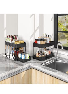 Hanayo 1 Pack Under Sink Organizers and Storage Pull Out Sliding Drawer, 2 Tier Multi-purpose Kitchen Under the Sink Organizer Under Bathroom Sink Shelf Storage Rack for Countertop Laundry -Black  - Image 5