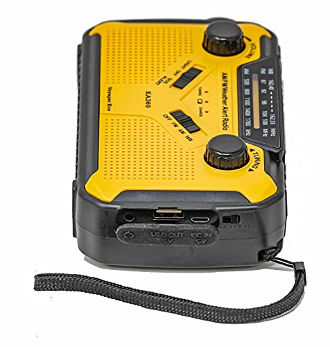Kaito Voyager ECO Emergency Radio KA369 AM/FM NOAA Weather Alert 5-Way Powered Solar Crank Radio Receiver with LED Flashlight and USB Mobile Phone Charger Yellow - Image 3
