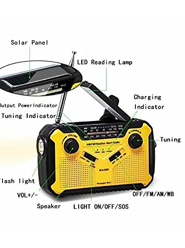 Kaito Voyager ECO Emergency Radio KA369 AM/FM NOAA Weather Alert 5-Way Powered Solar Crank Radio Receiver with LED Flashlight and USB Mobile Phone Charger Yellow - Image 5