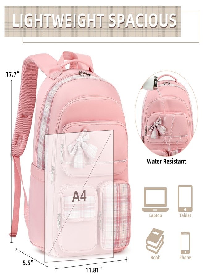KIDNUO Backpack for Girls,School Backpacks for Teen Cute College Bags for Women Students Large Bookbag 15.6 Laptop School Bag, Pink1, Large, Daypack Backpacks - Image 4