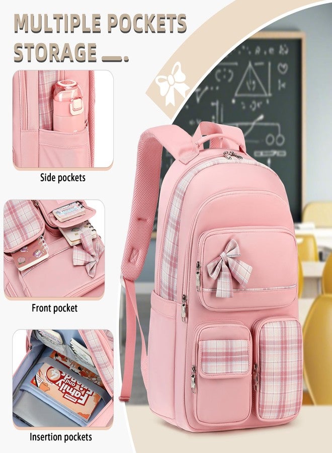 KIDNUO Backpack for Girls,School Backpacks for Teen Cute College Bags for Women Students Large Bookbag 15.6 Laptop School Bag, Pink1, Large, Daypack Backpacks - Image 5